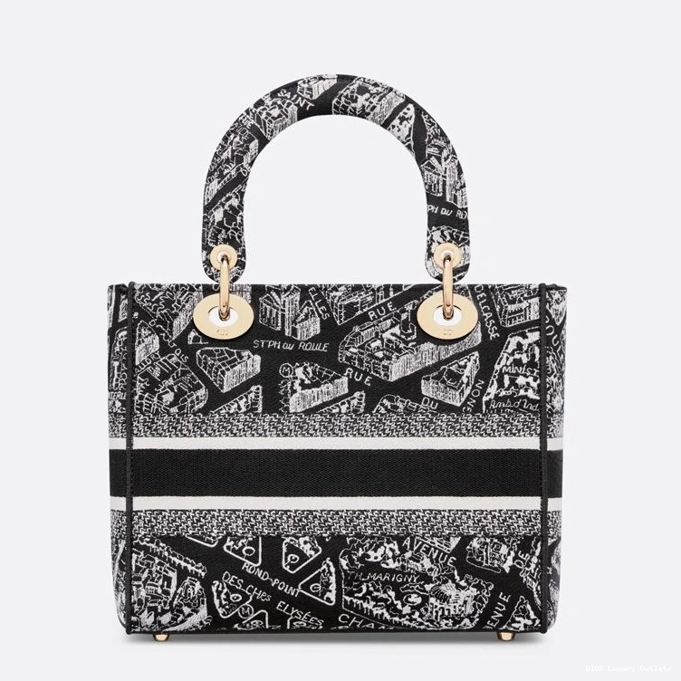 Cheap Plan Black D-lite Motif de Lady Paris Bag Medium Canvas 0717 Luxury